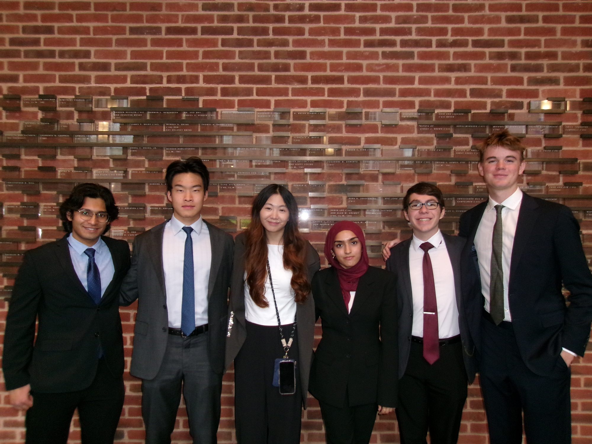 Six members of Harvard Undergraduate Moot Court at the NYU Undergraduate Moot Court Invitational.